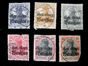 POLAND - SCOTT# N6,N9,N10,N12,N14,N15 - USED - CAT VAL $27.50