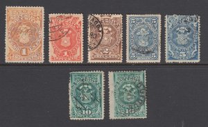 Chile Forbin 1/15 used. 1878 IMPUESTO Revenue stamps, 7 diff, sound, F-VF group.