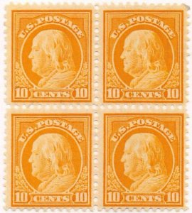 USA 1917 Mint Lightly Hinged Block SC 510 Benjamin Franklin Yellow orange 10 ...