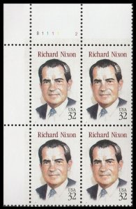 US 2955 Richard Nixon 32c plate block 4 UL B1111-2 MNH 1995