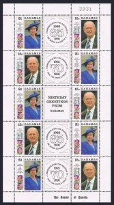 Bahamas 730-731a sheet,MNH.Mi 757-758. Queen Elizabeth II,Prince Pilip birthdays