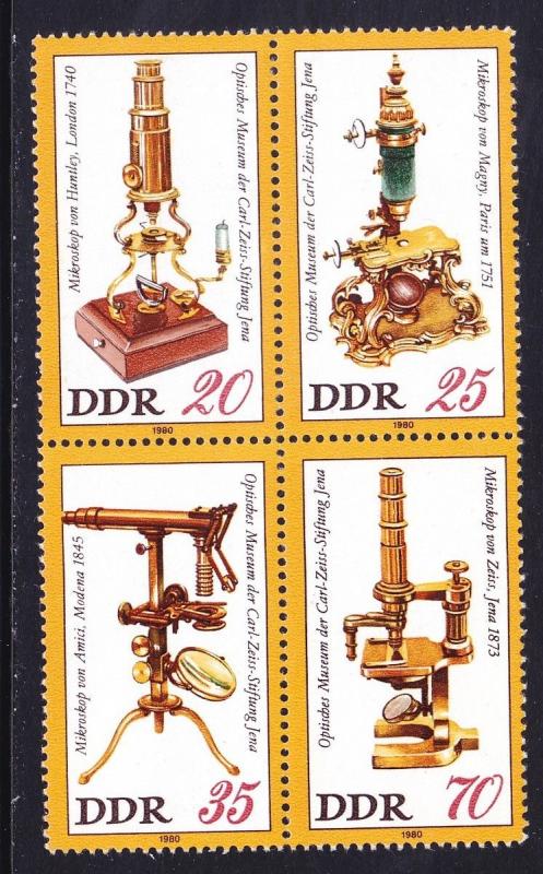 Germany DDR 2127a MNH 1980 Karl Zeiss Foundation Optical Museum Block of 4 VF