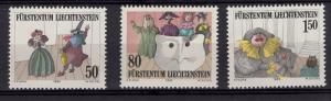 Liechtenstein  #823-825  1985 MNH  Kirchplatz theatre  opera tragedy commedia