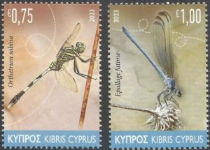 Cyprus 2023 Insects dragonflies set of 2 stamps MNH
