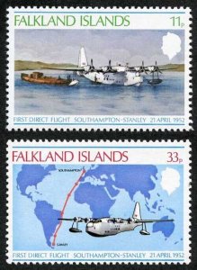 Falkland Is SG346-7 26th Ann of First Direct Flight Southampton to Stanley U/M