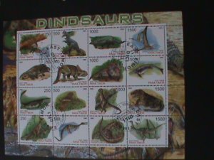 ​TIMOR-2001-16 DIFFERENT WORLD FAMOUS DINOSAURS CTO LARGE SHEET VERY FINE