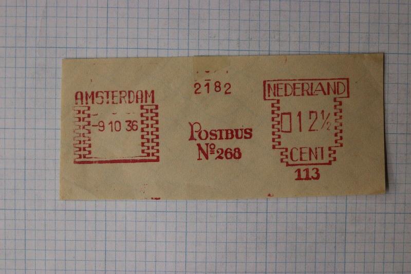 Netherland Amsterdam Postbus no268 metered postage mobile post office? cut 