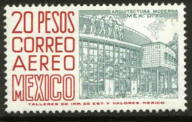 MEXICO C480, $20.00 1950 Def 9th Issue Unwmk Glazed paper MINT, NH. F-VF.