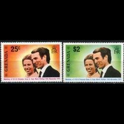 GRENADA 1973 - Scott# 516-7 Royal Wedding Set of 2 NH