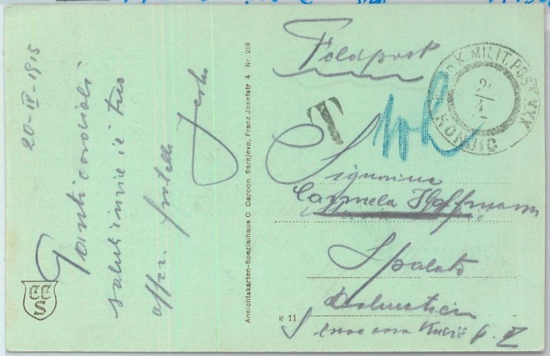 79511 - BOSNIA - POSTAL HISTORY - Military Postmark on POSTCARD  1915 Konjac