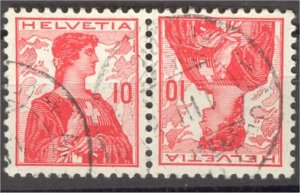 SWITZERLAND, TETE-BECHE STAMP 10Rp Helvetia VFU