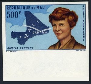 Mali C45 imperf,MNH.Michel 145B. Amelia Earhart Flight,30th Ann.1967.Map.