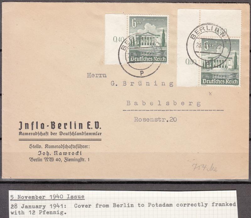 Germany - 28.1.1941 6pf Buildings as MeF on cover correctly franked (1689)