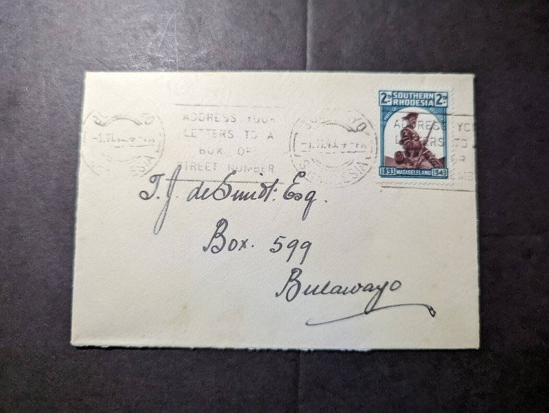 1943 British Southern Rhodesia Cover Bulawayo Local Use