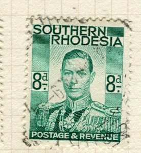 RHODESIA; 1938 early GVI portrait issue fine used 8d. value