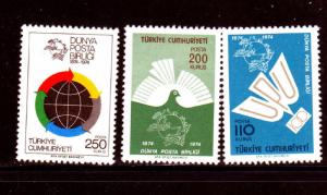 TURKEY #1986-1988  1974  UPU   MINT  VF NH  O.G