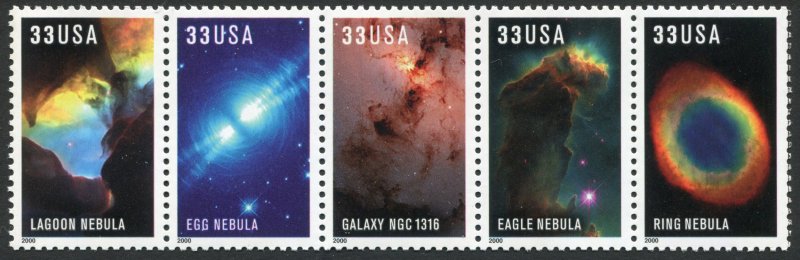 USA #3388a MNH Hubble Space Telescope Images  Strip of 5 (FV $1.65)