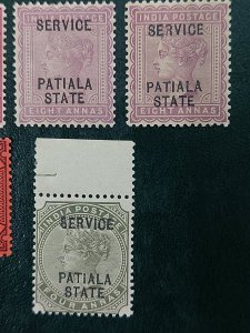 India-Pkt Lot of Patiala Early Stamps with Errors (1 stamp 8 for S) MNH/VF/XF