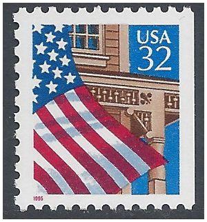 #2916 32c Flag over Porch Booklet Single 1995 Mint NH