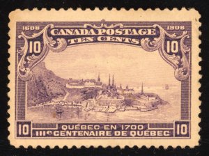 Canada Scott 101 Mint NG 10c Yellow Brown 1908 Quebec Tercent Lot T685 bhmstamps