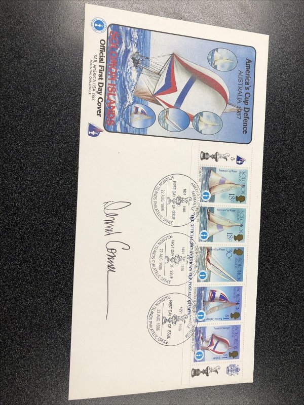 The Official 1987 America’s Cup FDC Signed by Dennis Conner - Winner Of Skipper 