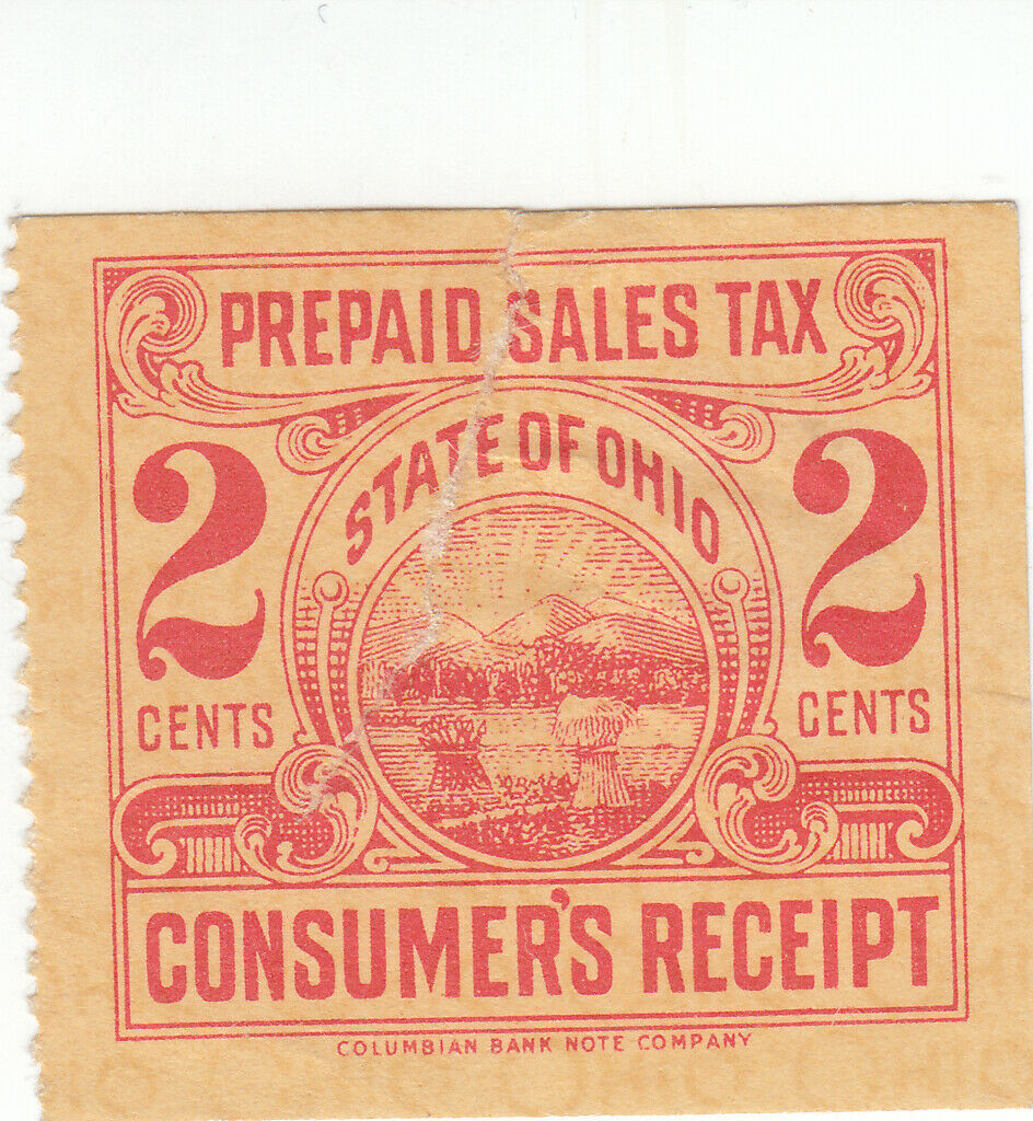 Ohio Prepaid Sales Tax Stamps - 1934 - 2c Consumer Receipt - Columbian ...