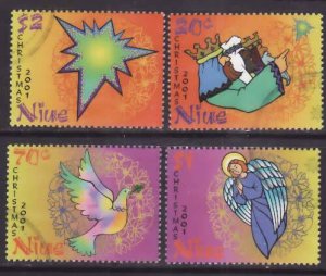 Niue-Sc#765-8- id5-used set-Christmas-Birds-2001-