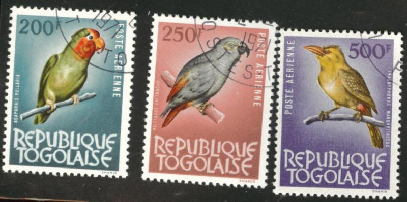 TOGO Scott C38-40 used CTO Bird stamps 1964-5