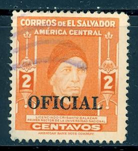 El Salvador O363 used SCV $ 22.50 - thin ll corner