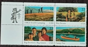 US Scott # 2160-2163; 22c youth yearfrom 1985;  Zip Block of 4; MNH, og; VF