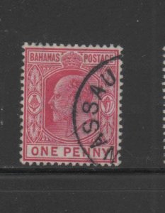 BAHAMAS #37  1902  1p KING EDWARD VII    F-VF USED