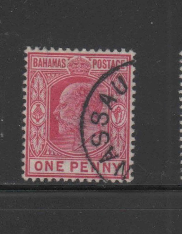 BAHAMAS #37  1902  1p KING EDWARD VII    F-VF USED