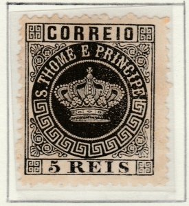 ST. THOMAS AND PRINCE ISLANDS 1870-77 5r Thin Paper Perf 12 ½ Used A5P54F6