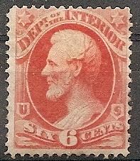 US O 18 Mint OG 1873 6c ver Interior Official Stamp CV $70