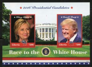 LIBERIA 2016 PRESIDENTIAL CANDIDATES SHEET OF TWO CLINTON & TRUMP MINT NH