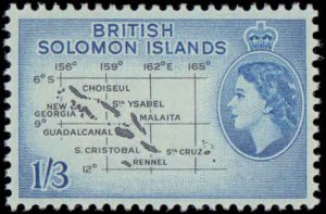 Solomon Islands #100, Incomplete Set, 1956-1960, Hinged