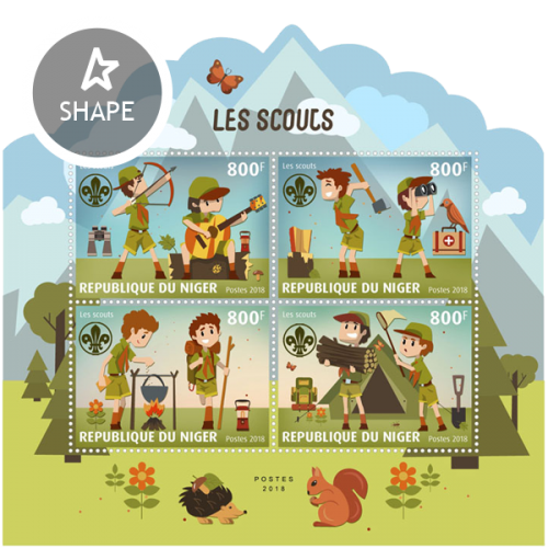 NIGER - 2018 - Scouts - Perf 4v Sheet - M N H