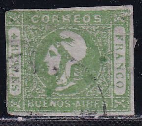 Buenos Aires Argentina 1859 Sc 9 SCV  275.00 Stamp Used