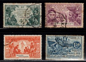 FRENCH GUINEA Scott  116-119 Paris Colonial Expo 1931 Used stamp set toned paper