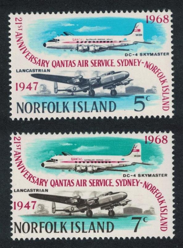 Norfolk 21st Anniversary of QANTAS Air Service 2v SG#96-97 SC#119-120