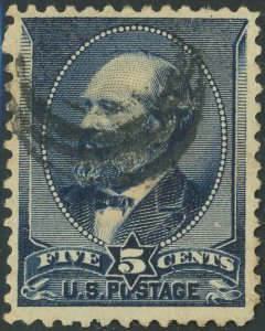 USA #216 James A. Garfield 5c Postage Stamp 1888 A56 Used