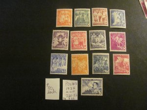 POLAND 1938 MNH SC 320-332 SET XF  (152)