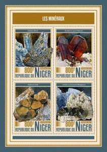 Niger - 2017 Minerals on Stamps - 4 Stamp Sheet - NIG17501a