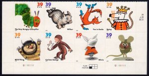 Scott #3994a (3987-94) Children's Books Animals Block of 8 Stamps - MNH PC#3