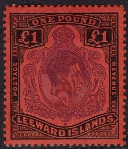 LEEWARD ISLANDS 1938 KGVI £1 PERF 13 MNH **