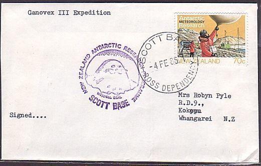 NEW ZEALAND ANTARCTIC 1985 cover Ganovex III Expedition (35507)