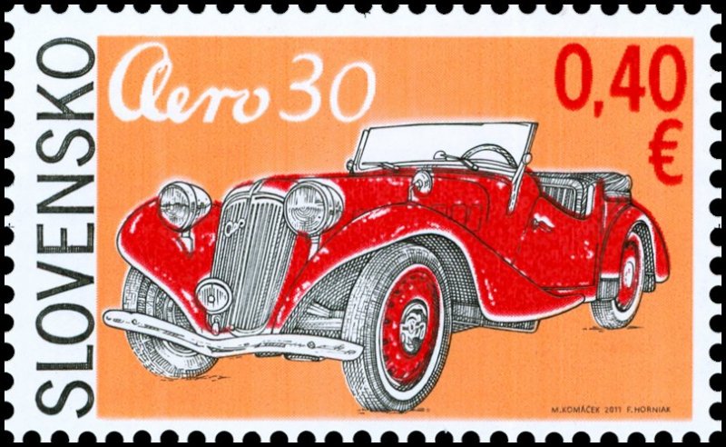 Stamps of Slovakia 2011. - Technical monuments: Historical cars - Aero 30