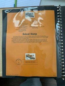 USPS Souvenir Page  Scott 2482  1990 bobcat stamp