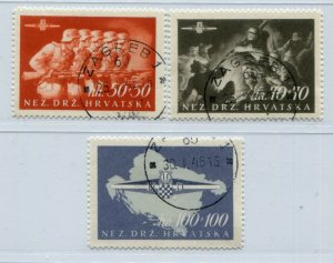 CROATIA NDH 3rd REICH PUPPET STATE 1945 STORM DIVISION SCOTT B73-B75 FAVOUR USED