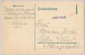 GERMANY - POSTAL HISTORY - COVER from  GERMAN POW in ALGERIA ! - 1915